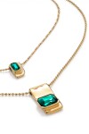 CADENA DOBLE BAÑADA EN ORO 18K CON CRISTALES VERDES Colgante
