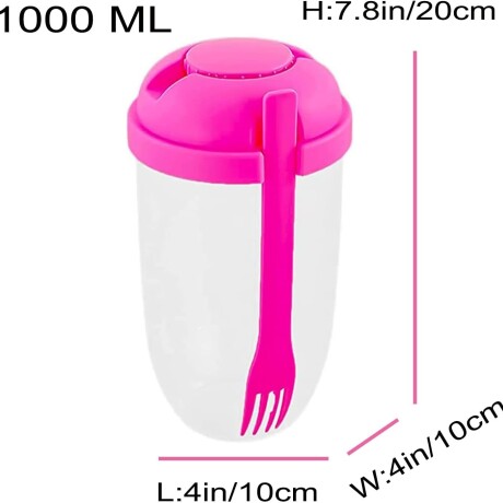 Tupper para Ensaladas con Tenedor 1000 Ml FUCSIA