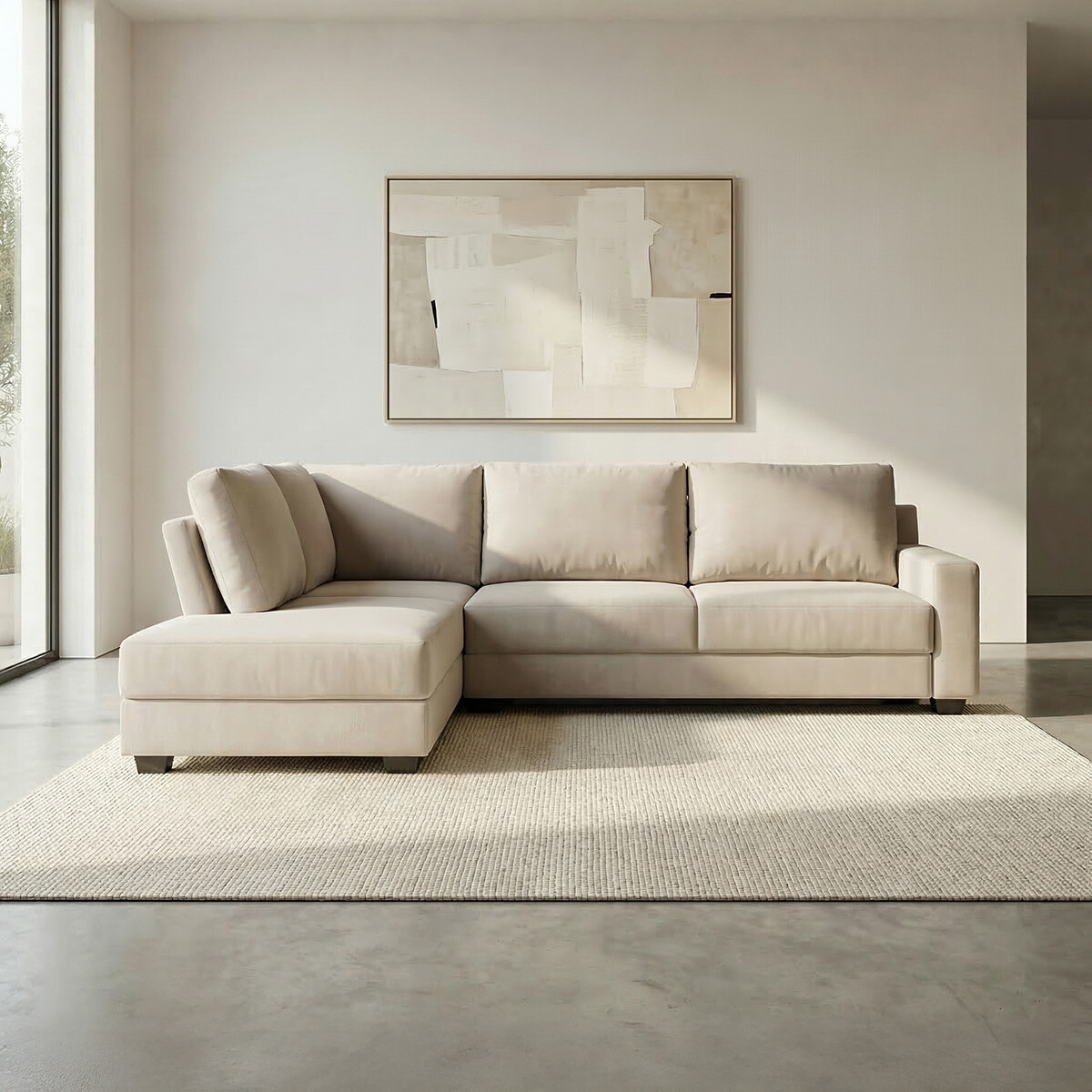 Rinconera Avero - Tela Microfibra - Chaise izquierdo - Berlin 02 (Beige) 