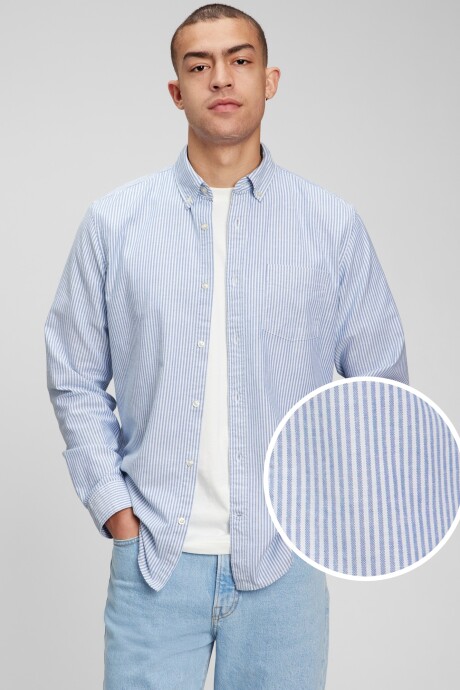 Camisa Oxford Hombre Blue Stripe