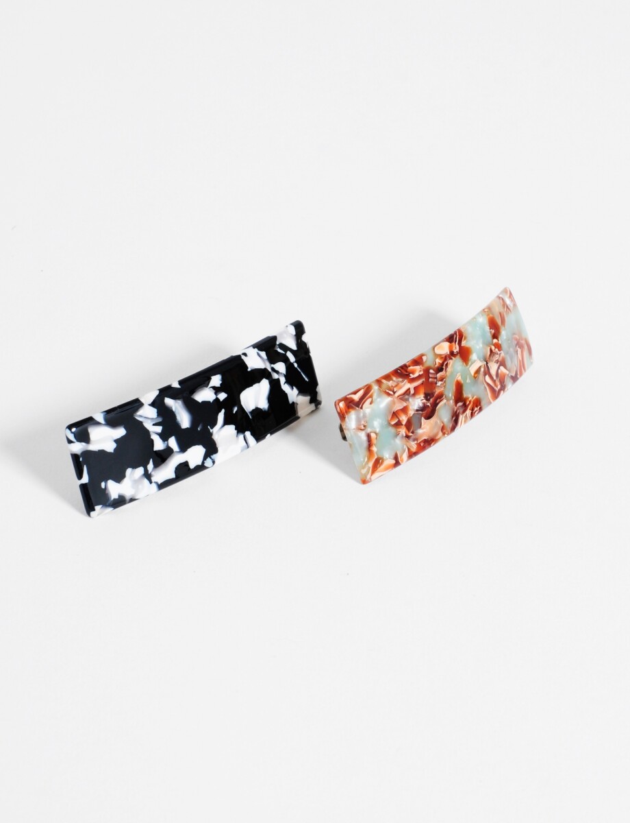Broche rectangular curvo - negro 