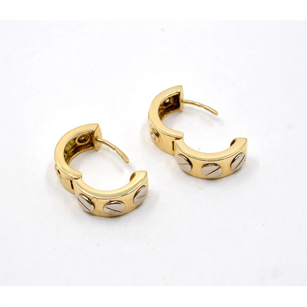 Aros En Oro 18K Combinado Y Brillantes Aros En Oro 18K Combinado Y Brillantes