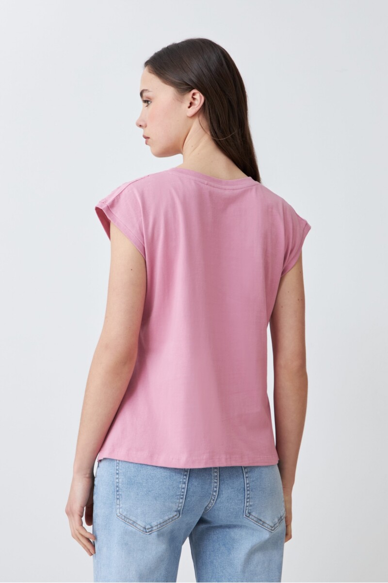 Blusa frente broderie rosa pastel