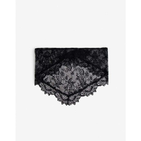 Pañuelo Triangular De Encaje Negro Negro