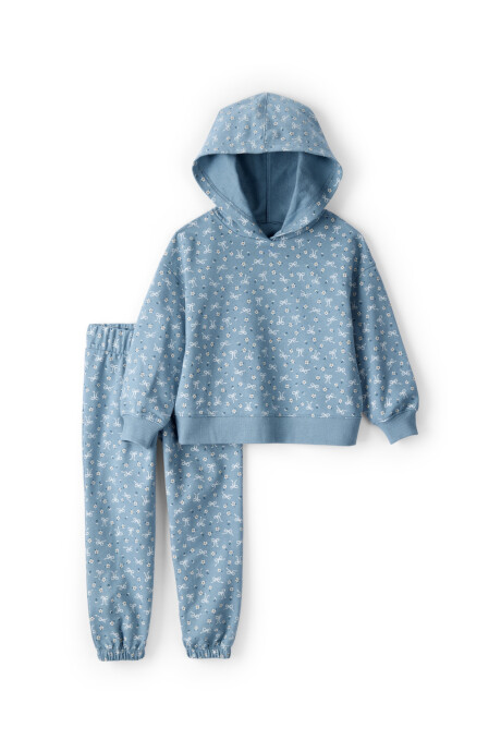 Set dos piezas de algodón, pantalón y buzo con capucha Sin color
