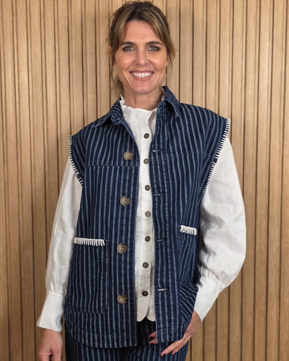 Chaleco Moto - Denim stripped 