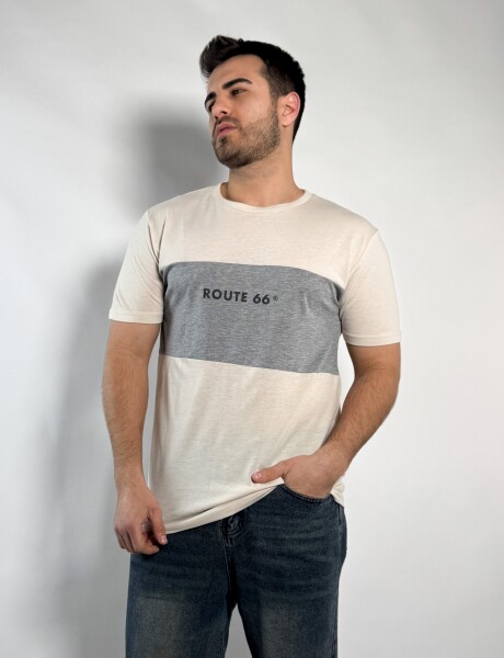 Remera combinada Beige