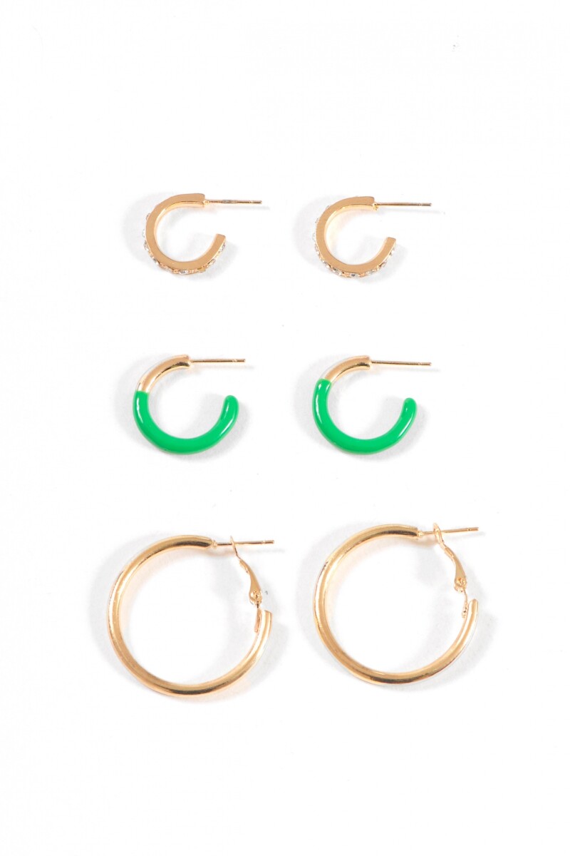 Set de aros strass dorado