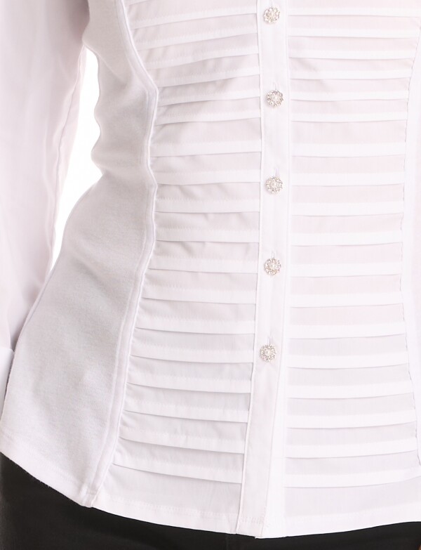 Camisa Tablitas Boton Strass BLANCO