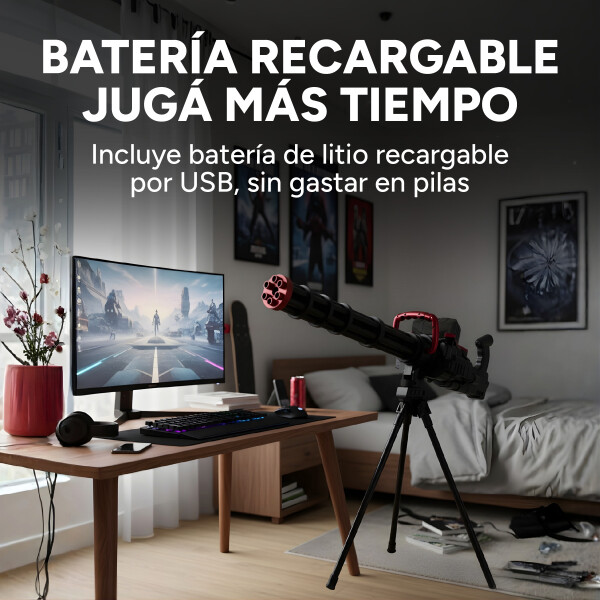 Ametralladora Automática Hidrogel + Trípode Recargable Color Negro