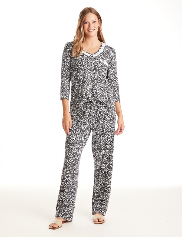 Pijama Con Pantalon NEGRO/BLANCO