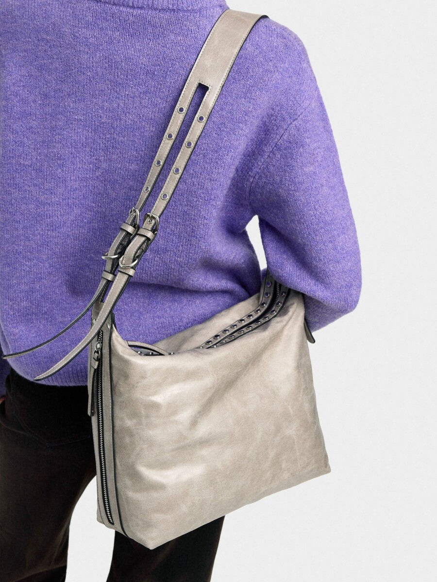 Bolso De Hombro Con Tachuelas gris