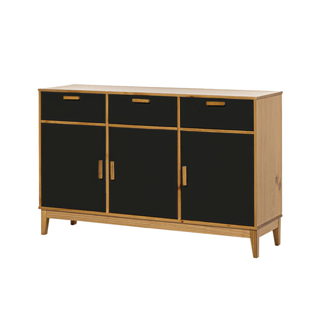 APARADOR BUFFET DE 3 PUERTAS 3 CAJONES EN MADERA MACIZA NEGRO