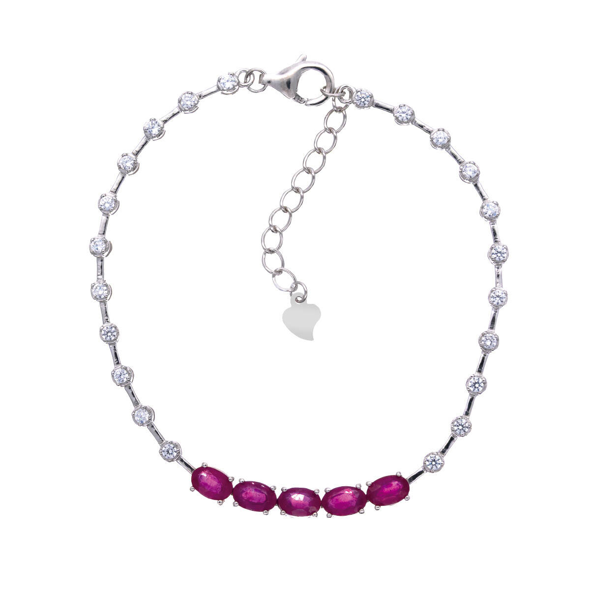 Pulsera de Plata rodinada y Rubí 