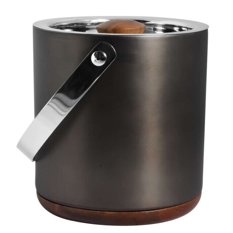 Hielera 15Cm Detalle Madera Ext Negro Mate