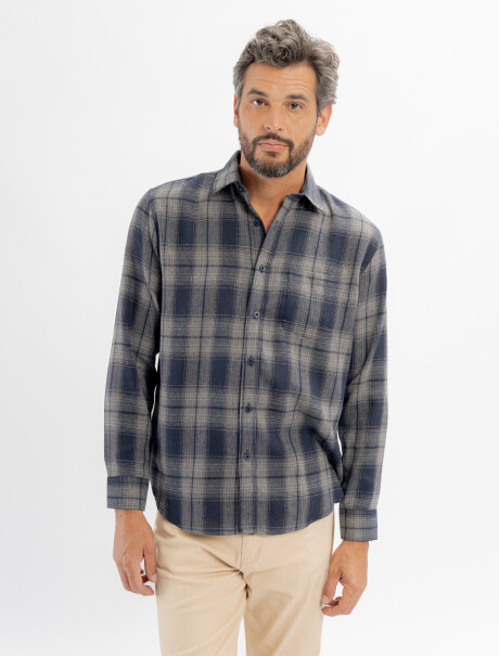 Camisa franela cuadros gris