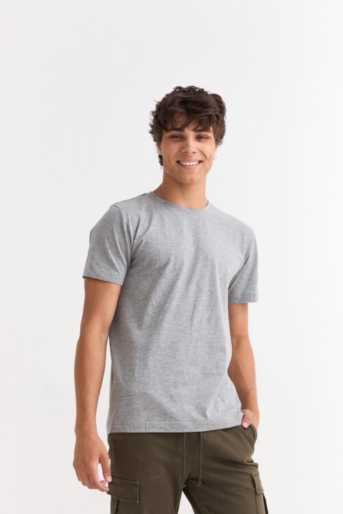 Remera básica manga corta GRIS MELANGE