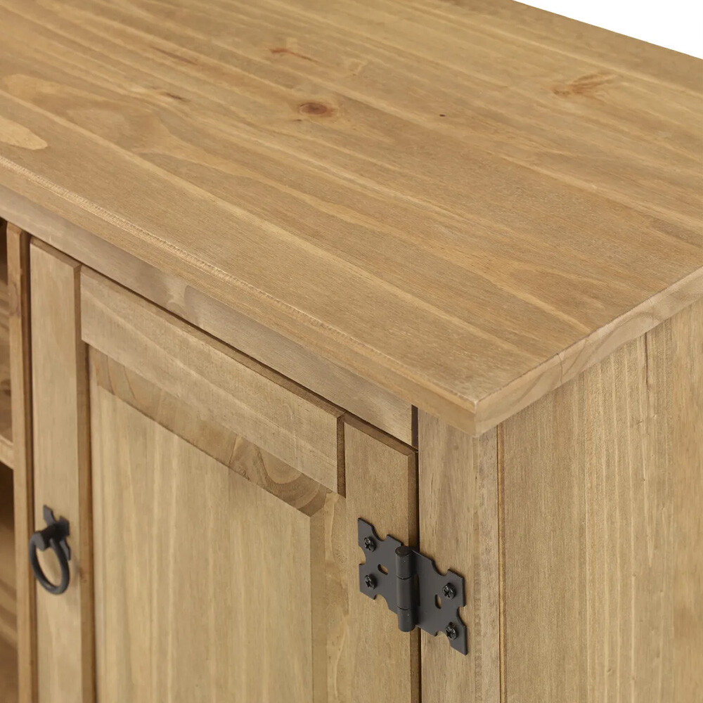 RACK APARADOR PARA TV O AUDIO 2 PUERTAS EN MADERA MACIZA - LÍNEA MEXICANA COLOR MADERA