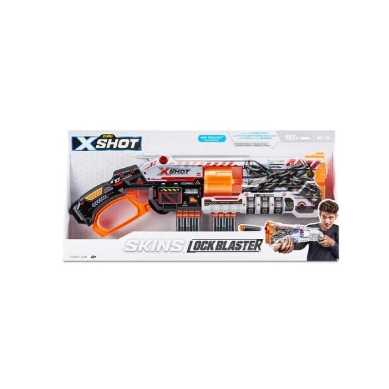 Pistola X-Shot Skins Lock + 16 Dardos X SHOT SKINS LOCK C/ 16 DARDOS