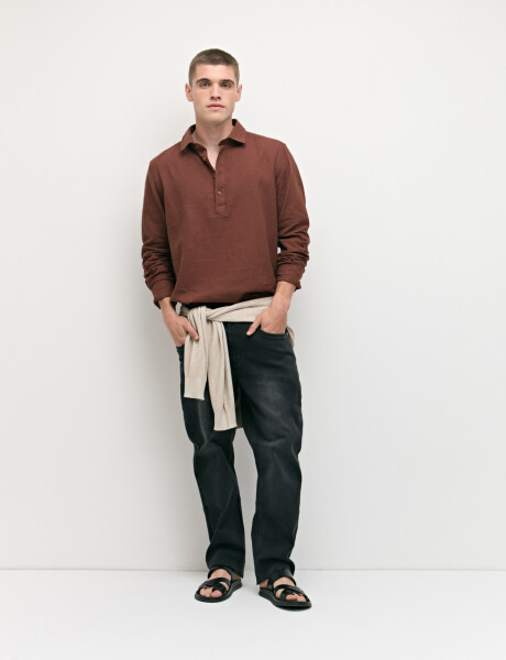 012766 CAMISA LINO WIN Terracota