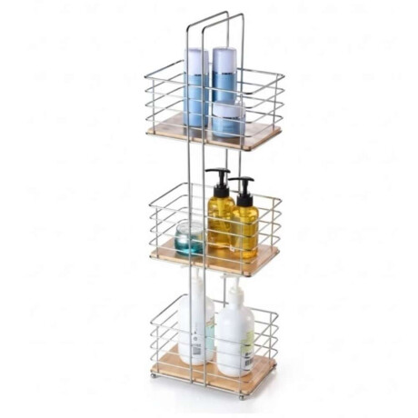 Estanteria Cromada C/Bambu P/ Baño 22X15X72H Cms