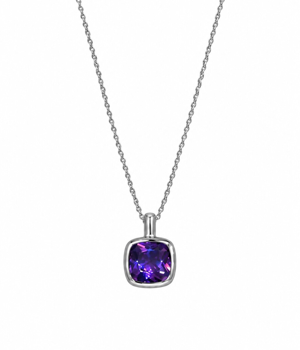 Cadena con colgante talla carre piedra lila 