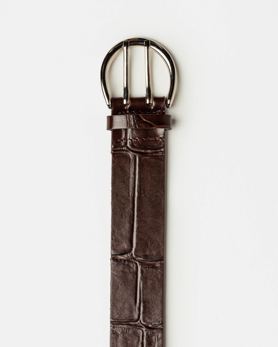 Cinturon Indie en cuero grabado big Croco - Marron 