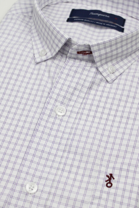 Camisa de Hombre Premium a Cuadros Cuadros Bordó