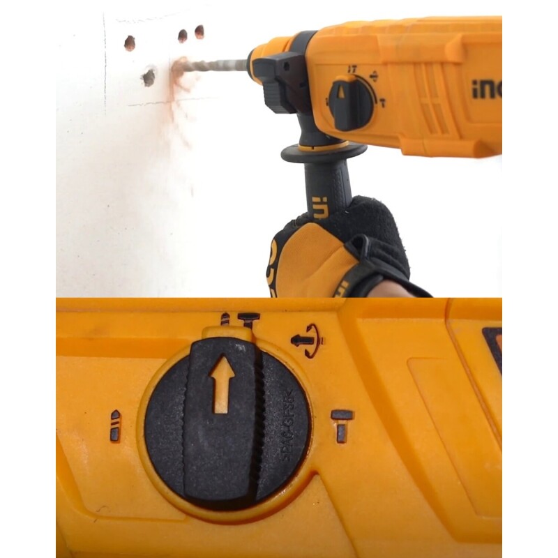 Rotomartillo Ingco de 800w 2.5 Joule + accesorios + valija Naranja