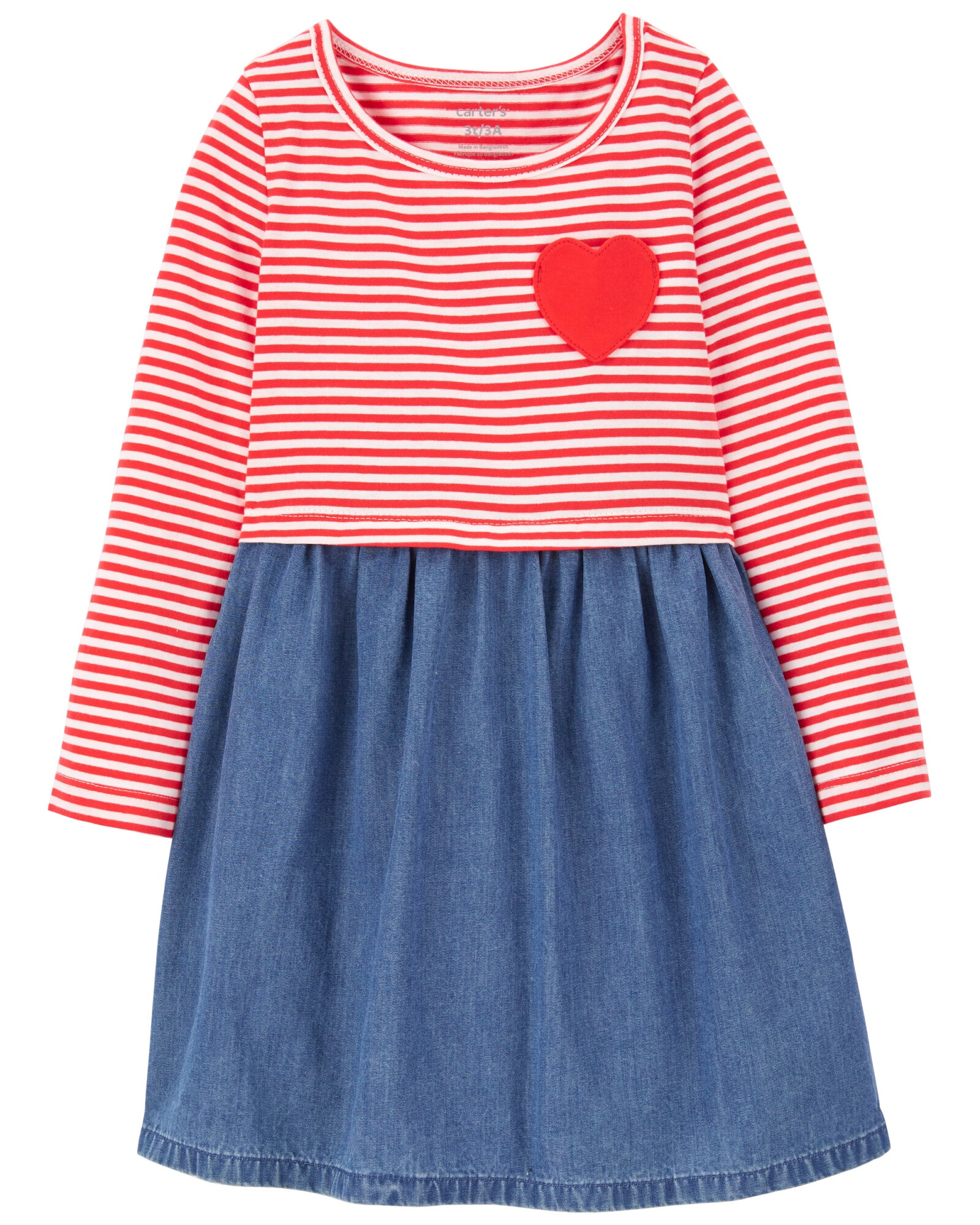 Vestido de algodón con falda tipo jean Sin color