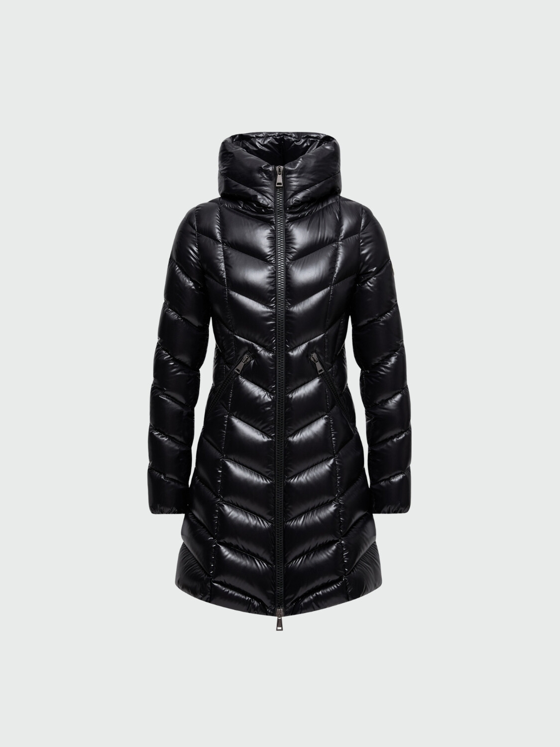 MONCLER - Campera larga de pluma con capucha Marus Negro