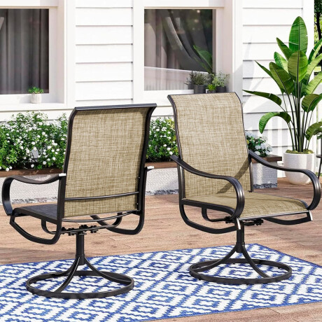 Set X2 Silla Jardin Patio Giratoria 360 Reclinable Beige