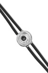 PULSERA DE CUERO DOBLE NEGRO CON DETALLE DE OJO EN ALEACIÓN DE METALES BAÑADO EN PLATA Y CRISTAL Pulsera