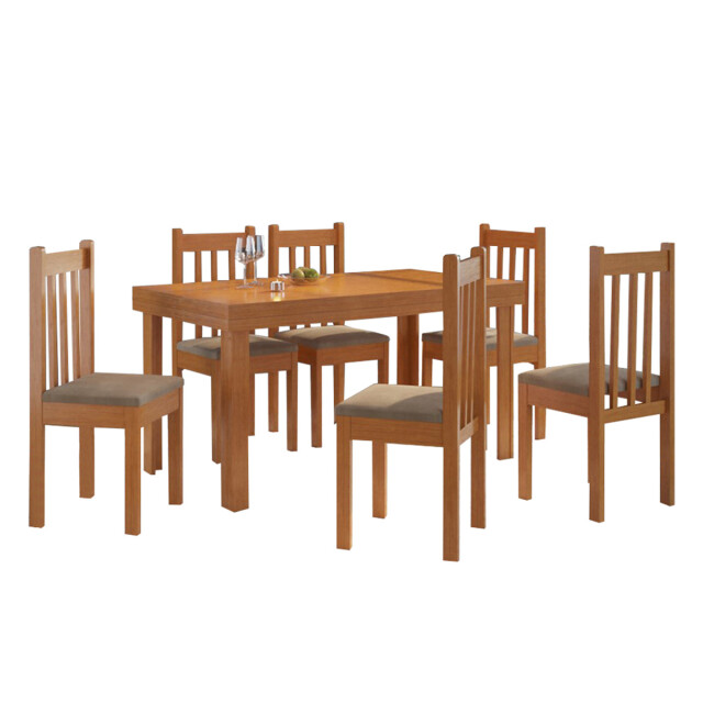 Juego de comedor en madera maciza 6 sillas Juego de comedor en madera maciza 6 sillas