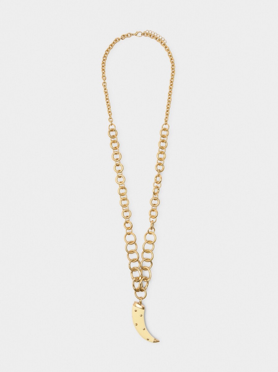 Collar Largo De Eslabones Con Colgante - beige 