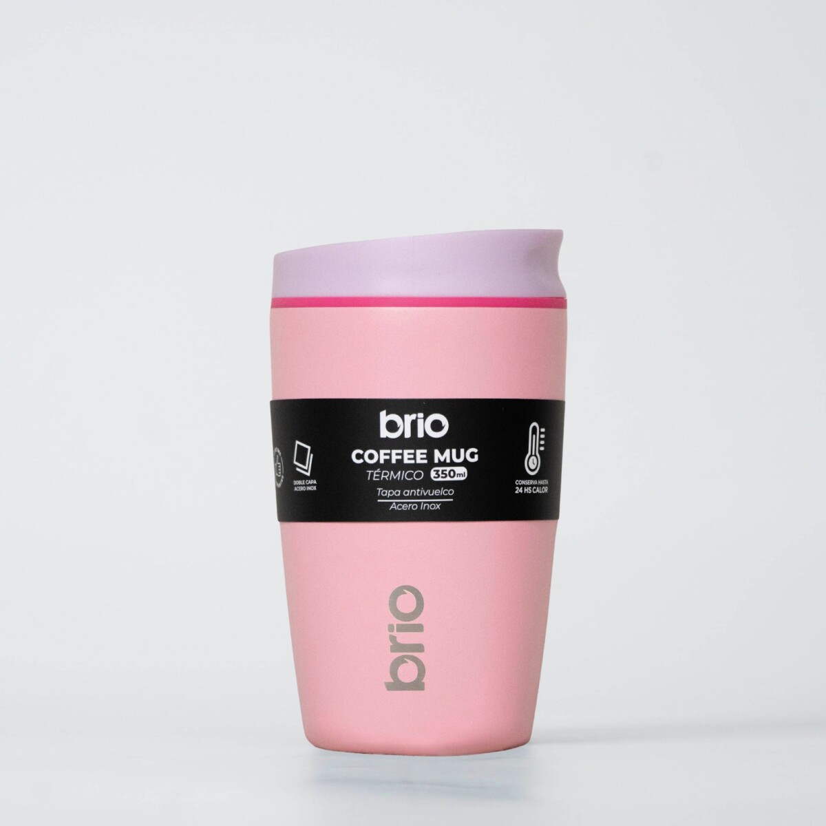 Vaso Térmico Brio Café Jarra Mug 350ml Acero Inoxidable - Rosa 