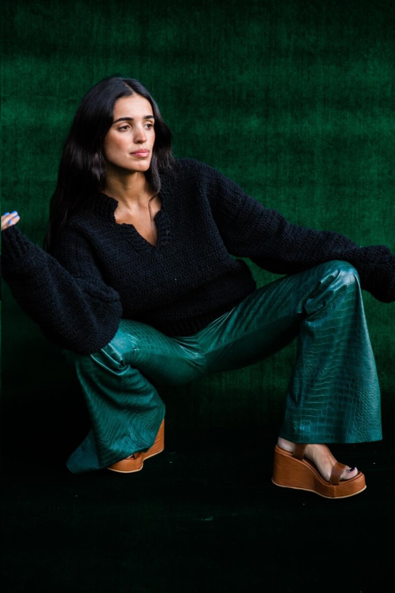 Formal Leather Pants Crocco Verde