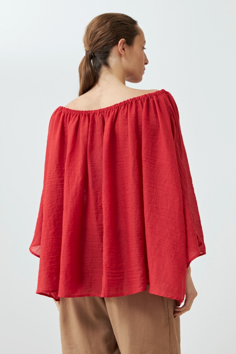 Blusa escote bardot rojo