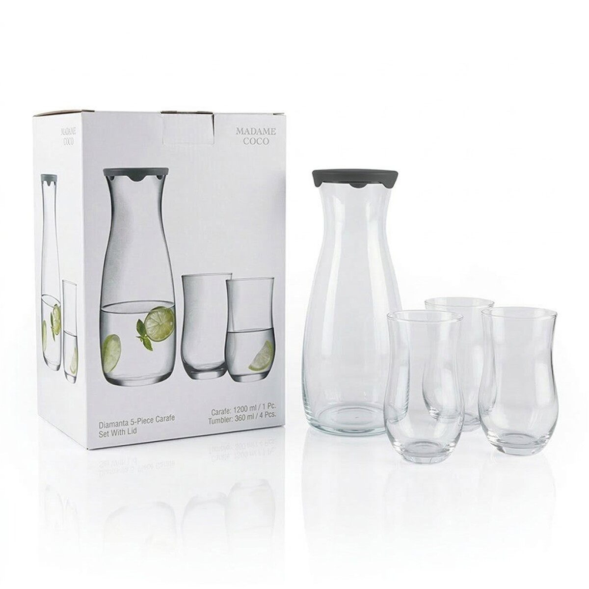 SET BOTELLA + 4 VASOS MADAME COCO 