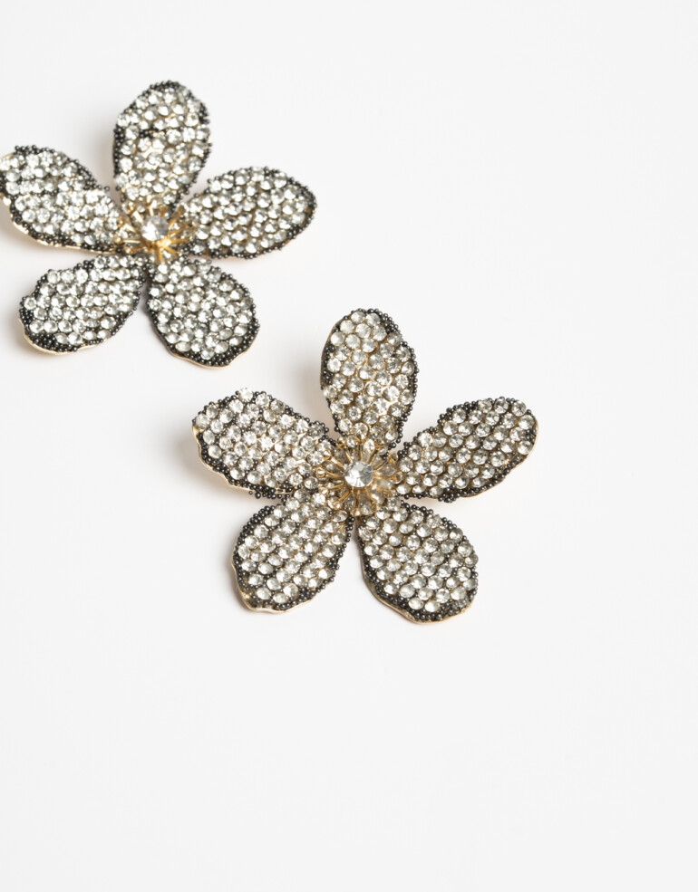 Aros Pasantes Strass Aros Pasantes Flor Strass - Cristal