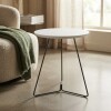 MESA LATERAL REDONDA - TAPA DE MADERA COLOR BLANCO Y PIE EN METAL GRAFITO MESA LATERAL REDONDA - TAPA DE MADERA COLOR BLANCO Y PIE EN METAL GRAFITO