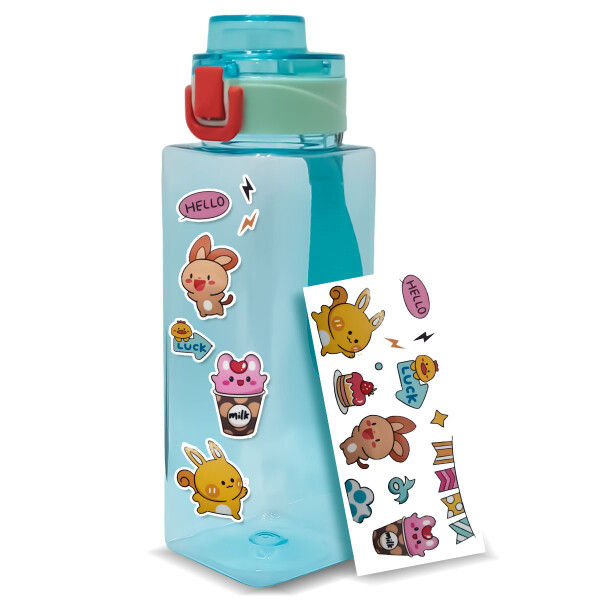 BOTELLA 850ML TRANSP. AZUL DECORADA Azul