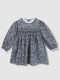 Vestido De Flores Con Smock Gris Azulado
