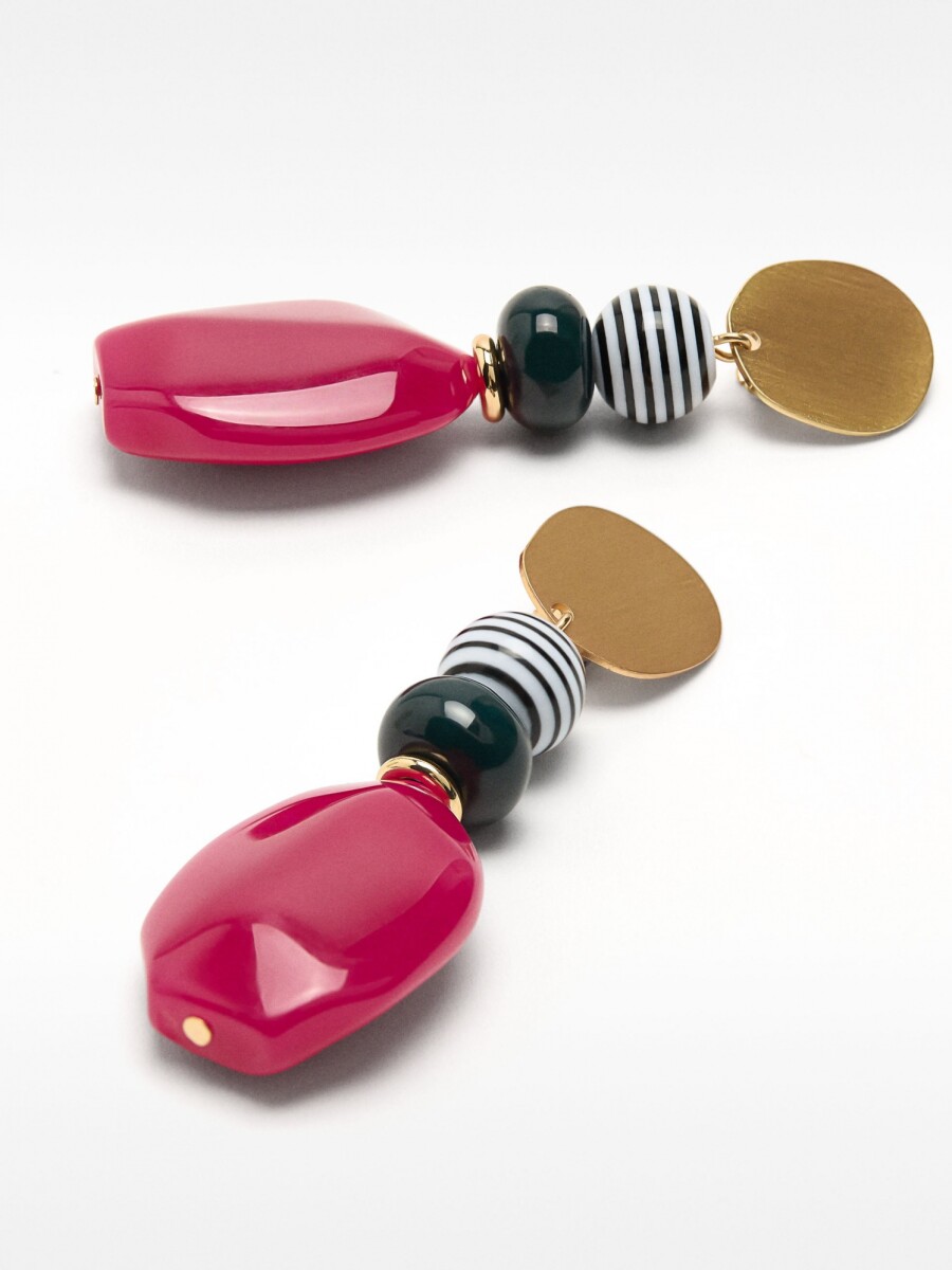 Pendientes Largos Efecto Piedra multicolor