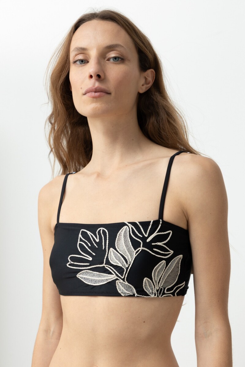 Bikini top Santorini bordado negro