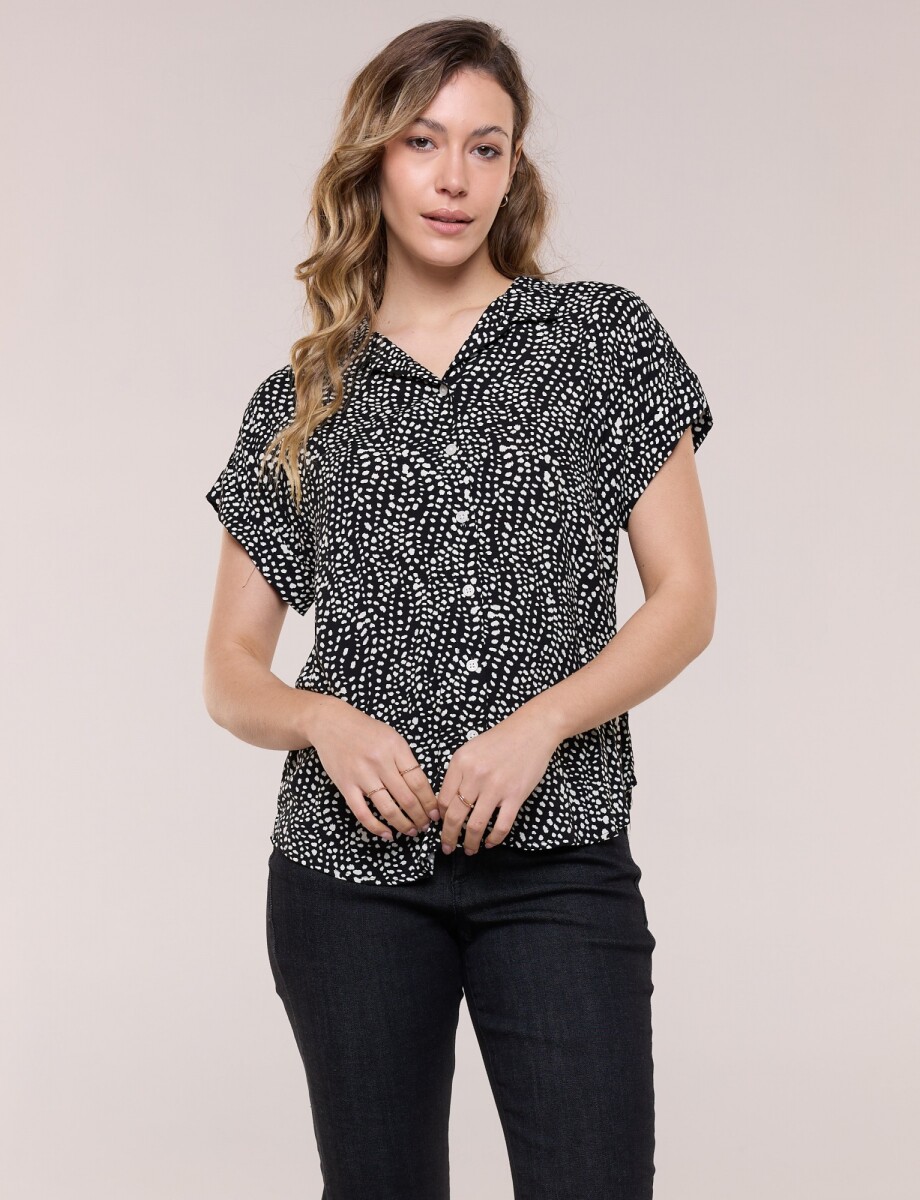 Camisa Print - Negro/crudo 