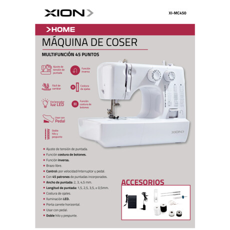 máquina de coser con 45 patrones de puntadas COLOR UNICO