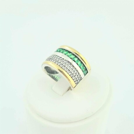 Anillo de Plata 925 con double de Oro 18k y Circonias Verdes. Anillo de Plata 925 con double de Oro 18k y Circonias Verdes.