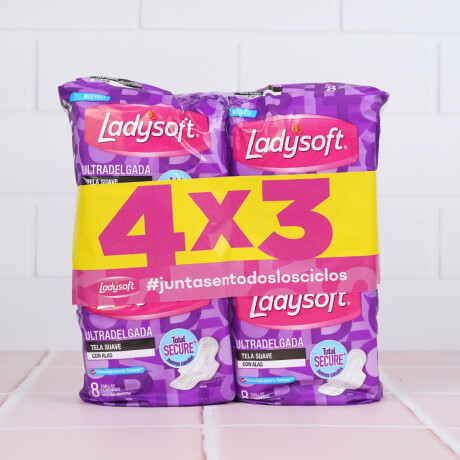 PACK TOALLAS FEMENINAS LADYSOFT 8 UNID 4X3 C/ALAS ULTRA DELGADA T SUAVE PACK TOALLAS FEMENINAS LADYSOFT 8 UNID 4X3 C/ALAS ULTRA DELGADA T SUAVE