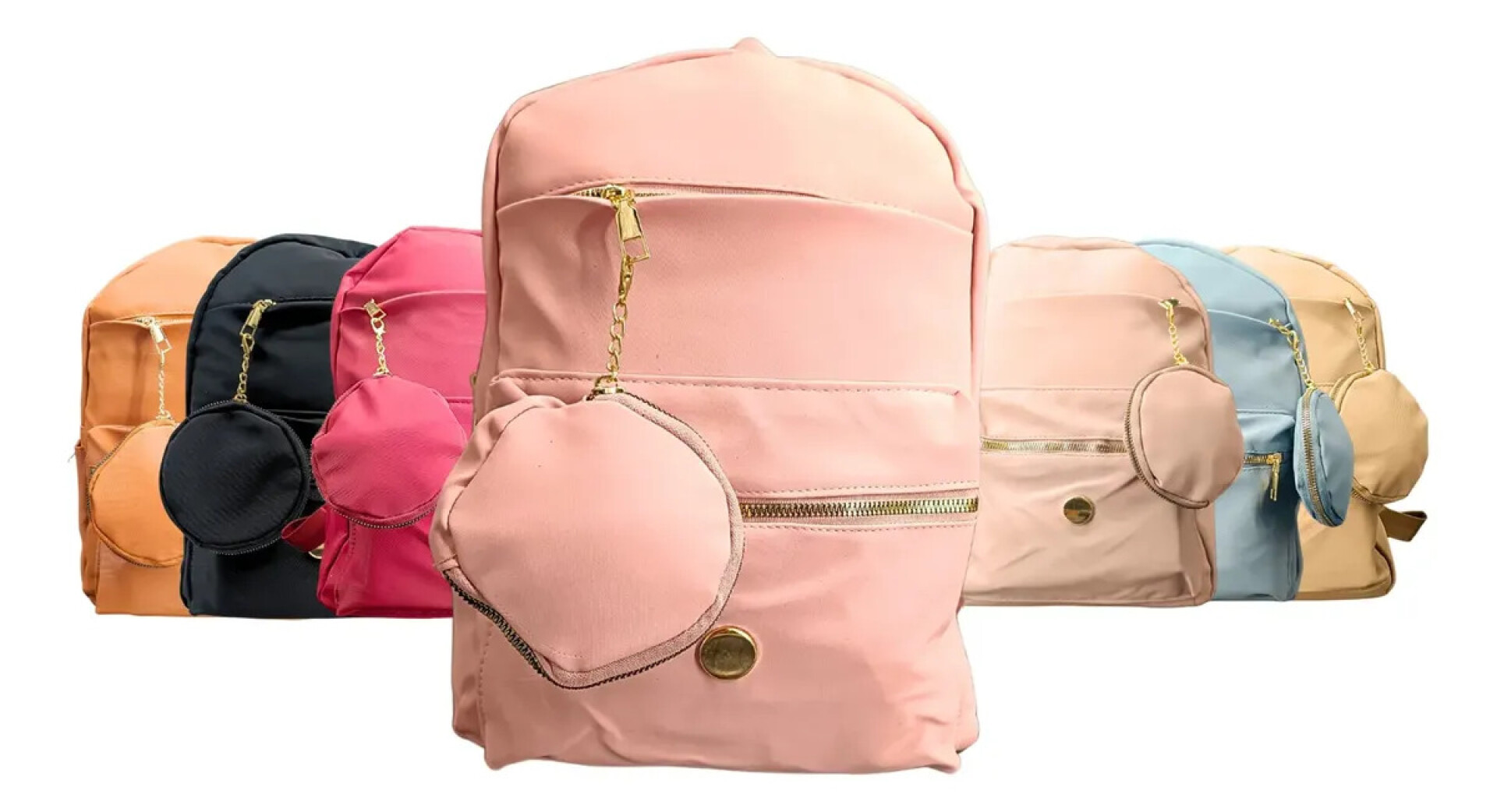 Mochila en cuero ecológico. - Rosa 